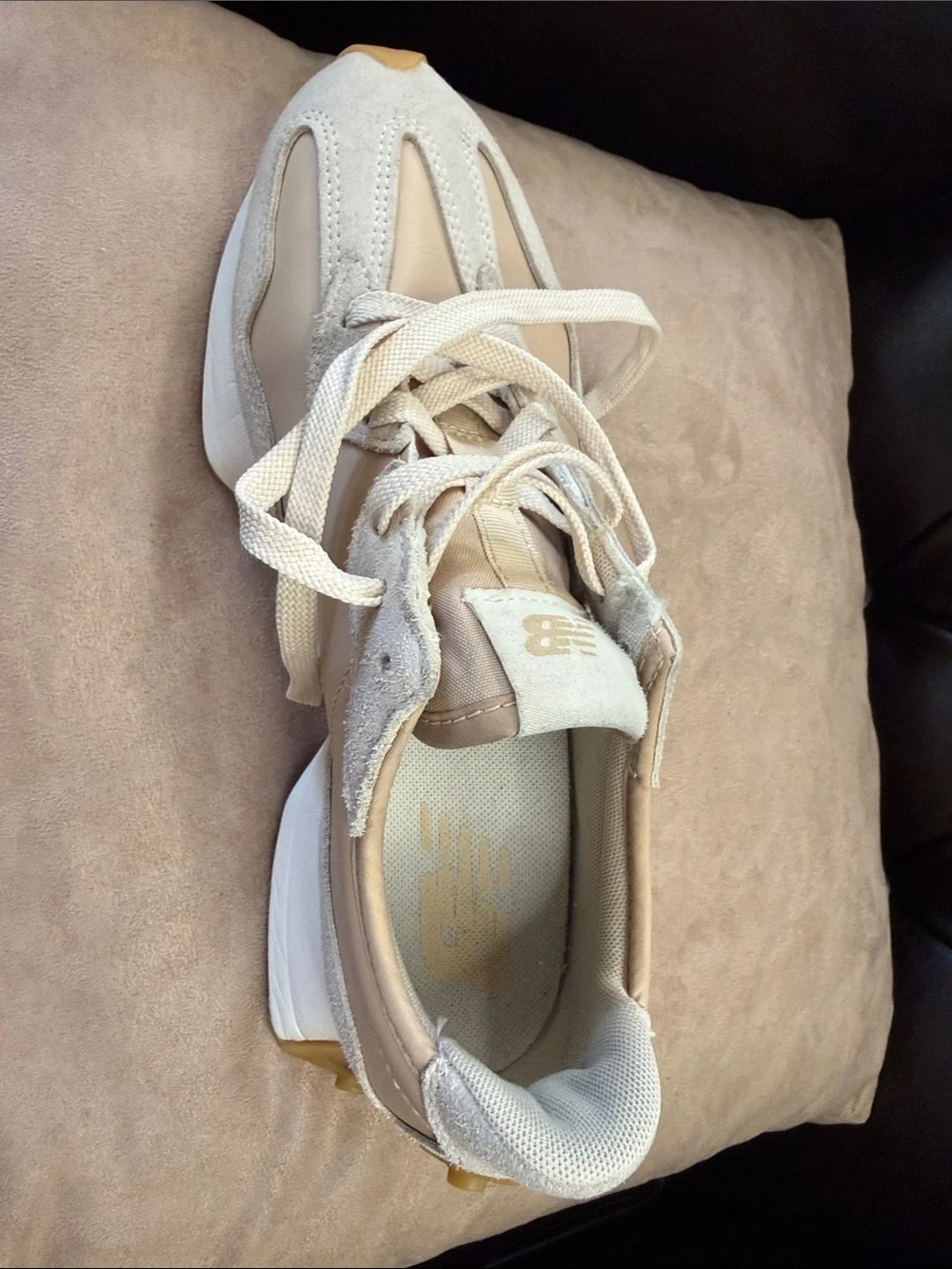 PRE-LOVED NEW BALANCE 327 BISQUE/CLAY SUEDE SNEAKERS - Sz Women’s 9.5/Men’s 8